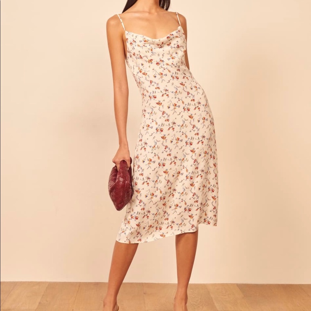 Reformation Astrid midi white floral dress new